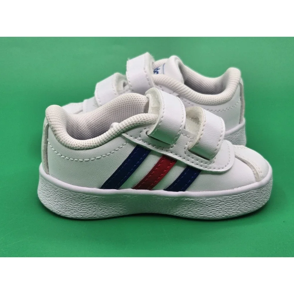 Adidas VL Court 2.0 CMF Baby Infant Shoes Size 3K Red White Blue‎